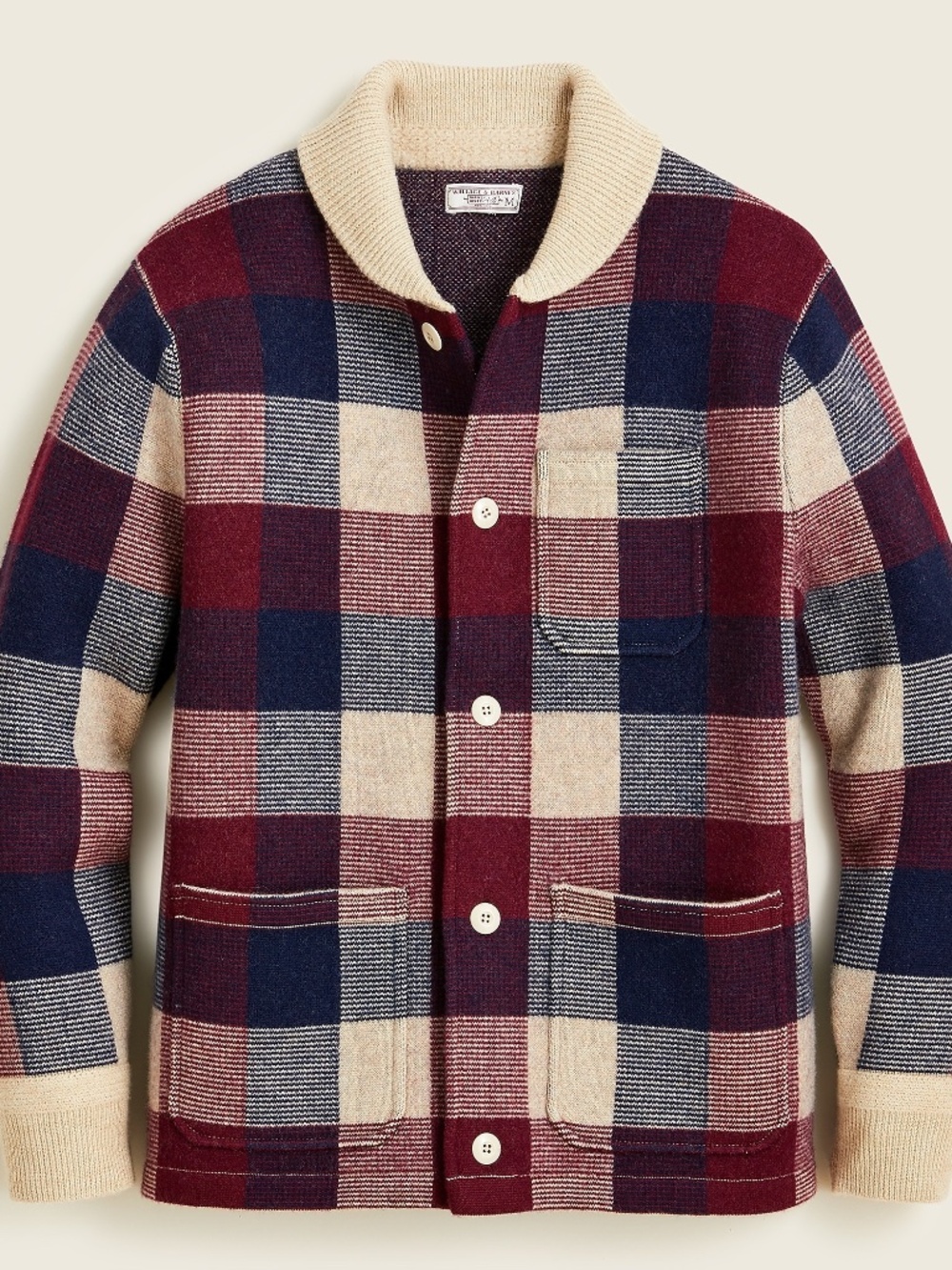 J.Crew Wallace & Barnes boiled merino wool chore jacket in check